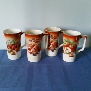 Antique Dresden China Porcelain Mugs Set of 4 Dresden China